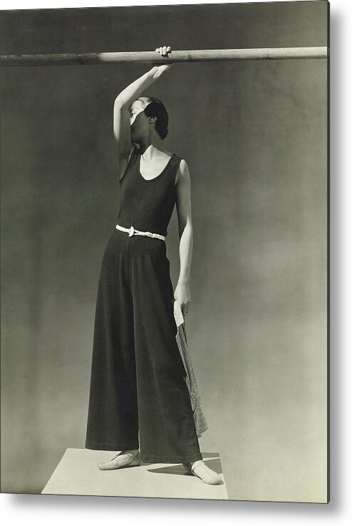 Accessories Metal Print featuring the photograph Simone Demaria In A One-piece Pajama by George Hoyningen-Huene