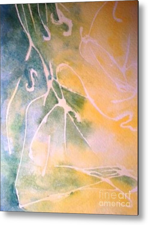 Abstract Metal Print featuring the painting Sky Writing by Laura Hamill