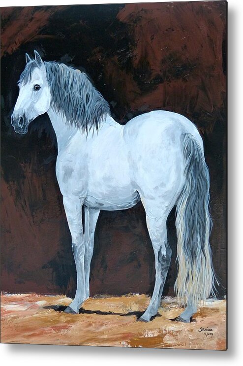 Animals Metal Print featuring the painting SOLO means ALONE by Janina Suuronen