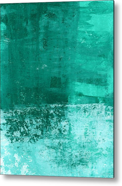 Abstract Art Metal Print featuring the painting Soothing Sea - Abstract painting by Linda Woods