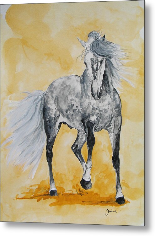 Horse Original Painting Metal Print featuring the painting Spartacus by Janina Suuronen