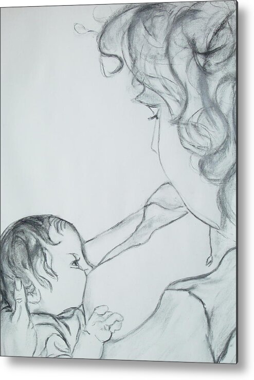 Mother And Child Metal Print featuring the drawing Special bonds by Bonnie Peacher