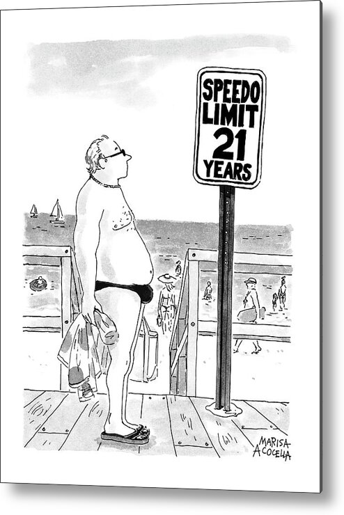 Automobiles - Speeding Metal Print featuring the drawing Speedo Limit 21 Years by Marisa Acocella Marchetto