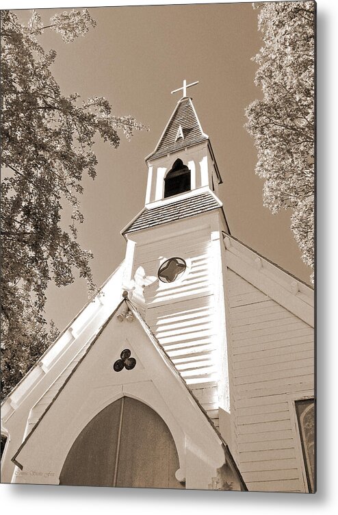 Gothic Revival Metal Print featuring the photograph St. Paul's Church Port Townsend in Sepia by Connie Fox