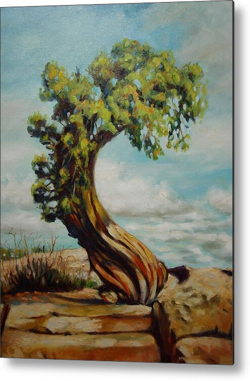 Landscape Metal Print featuring the painting Standing Alone by Bonita Waitl