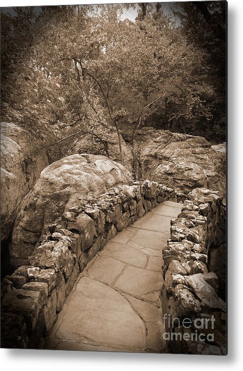 Stone Paths Metal Print featuring the photograph Stone Path Walking Bridge by Barb Dalton