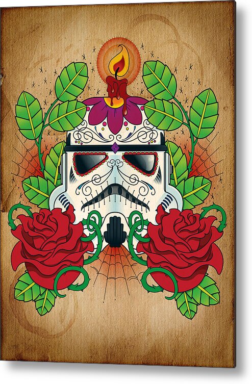Storm Trooper Metal Print featuring the photograph Storm Trooper Sugar Skull by Samuel Whitton