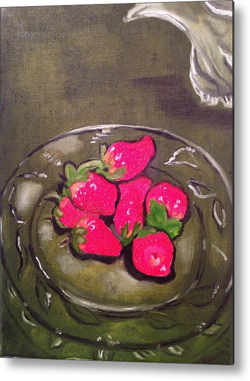 Fruits Metal Print featuring the painting Strawberries by Brindha Naveen