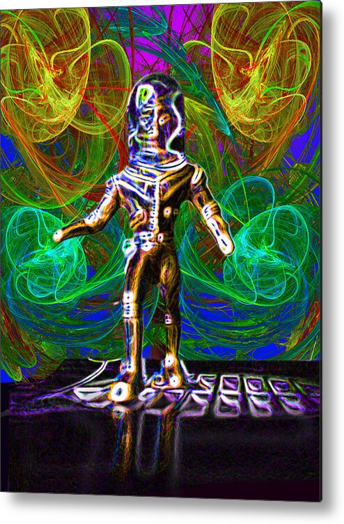 Sci-fi Metal Print featuring the digital art String Theory Shuffle by Del Gaizo