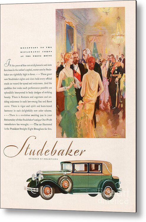Adverts Metal Print featuring the drawing Studebaker 1929 1920s Usa Cc Cars by The Advertising Archives