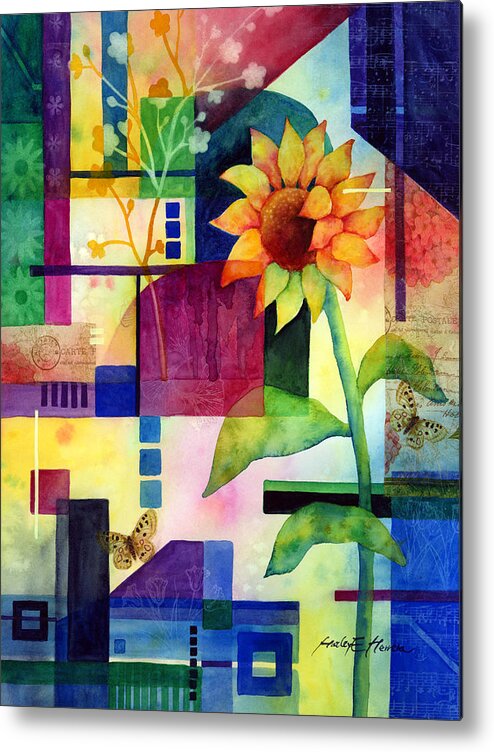 Sunflower Metal Print featuring the painting Sunflower Collage 2 by Hailey E Herrera