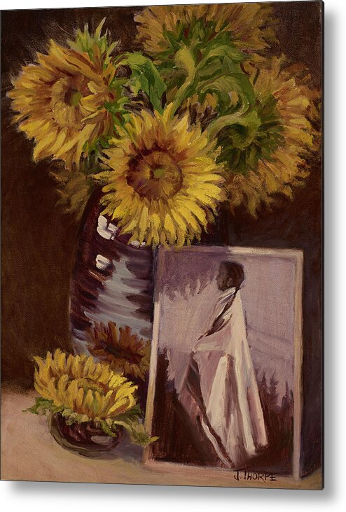 Sunflower Metal Print featuring the painting Sunflower by Jane Thorpe