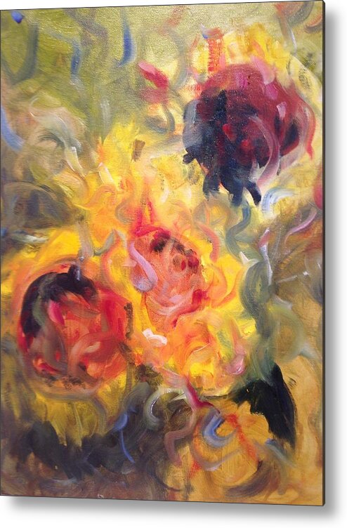 Sunflower Metal Print featuring the painting Sunflower Selebrations by Karen Carmean