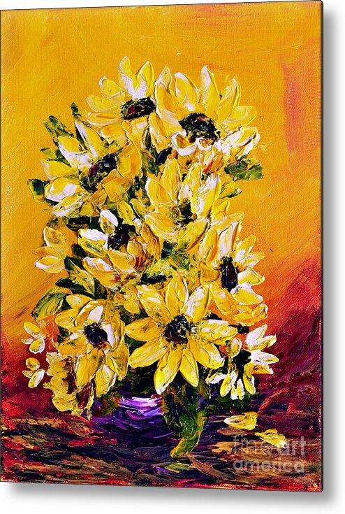 Acrylic Metal Print featuring the painting SUNFLOWERS no.3 by Teresa Wegrzyn