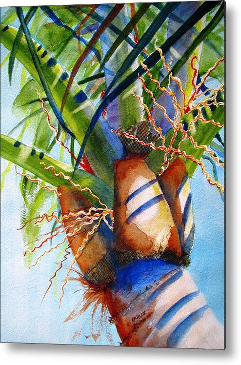 Palm Metal Print featuring the painting Sunlit Palm by Carlin Blahnik CarlinArtWatercolor