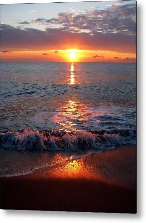 Beautiful Sunrise At Atlantic Beach Metal Print featuring the photograph Sunrise At Beach by Laura Stoltzfus