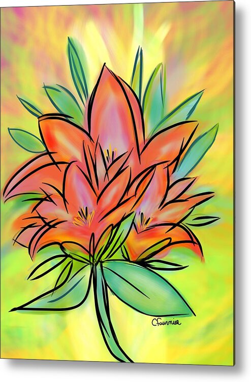 Lily Metal Print featuring the digital art Sunrise Lily by Christine Fournier