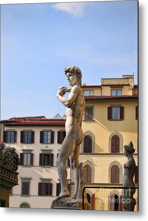 Florence Metal Print featuring the photograph Surveying the Piazza della Signoria by Brenda Kean