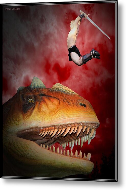 Fantasy Metal Print featuring the photograph T Rex Slayer by Jon Volden