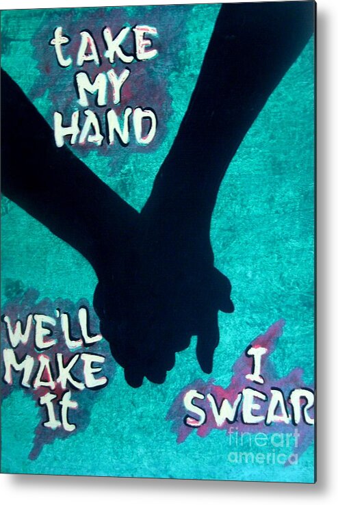 Inspiring Metal Print featuring the painting Take My Hand by JJ Burner