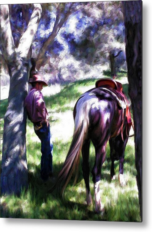 Cowboy Metal Print featuring the painting Taking a Break by Snake Jagger