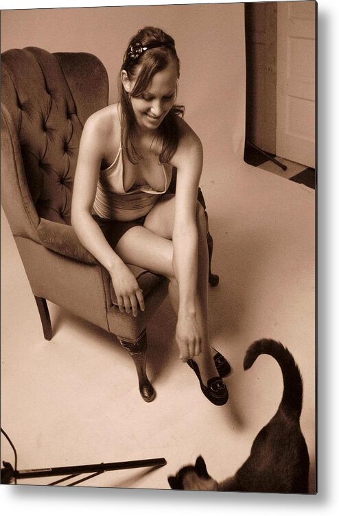 Bare Breasts Metal Print featuring the photograph Temptation by David Trotter