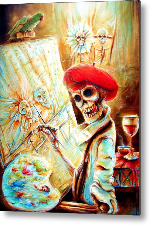Day Of The Dead Metal Print featuring the painting The Artist by Heather Calderon