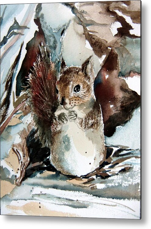 Squirrel Metal Print featuring the painting The Christmas Sweet by Mindy Newman