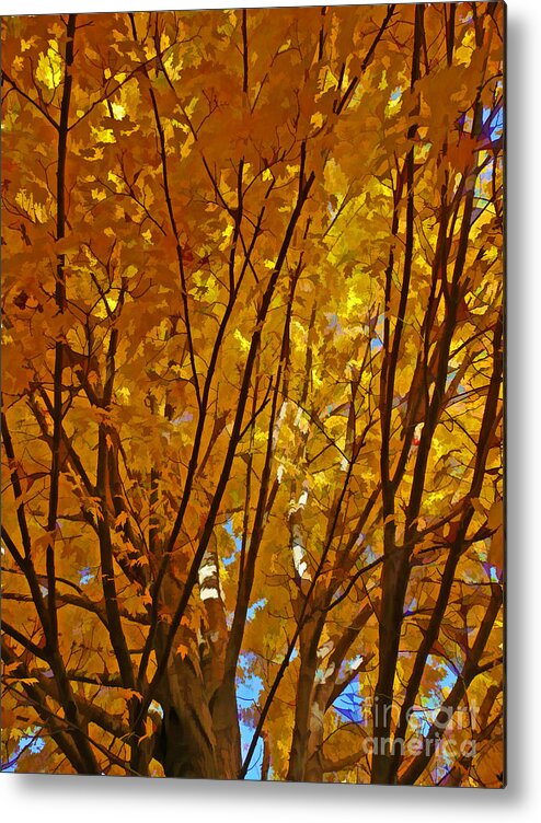 Fall Metal Print featuring the digital art The Golden Tree by Jayne Carney