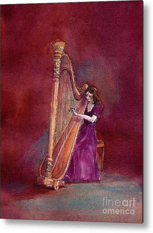 Harpist Metal Print featuring the painting The Harpist by Suzanne Krueger