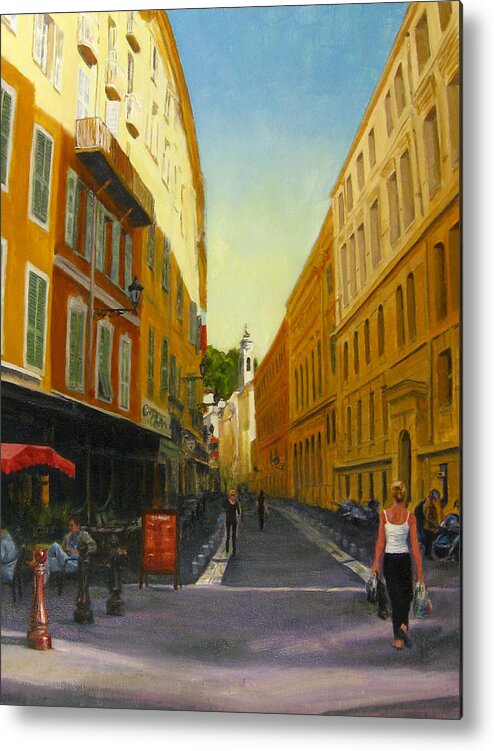 Nice Metal Print featuring the painting The Morning's Shopping in Vieux Nice by Connie Schaertl