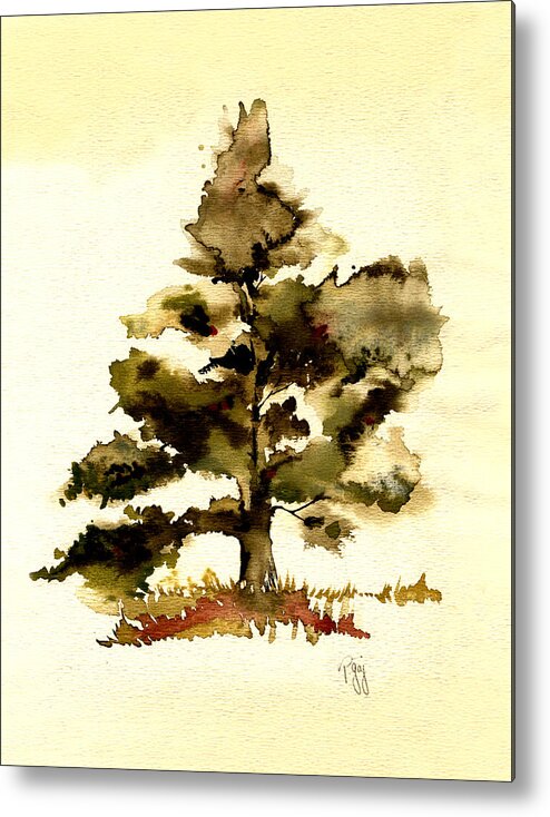 Tree Metal Print featuring the painting The Old Oak Tree by Paul Gaj