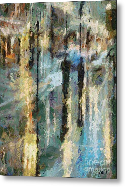 Landscapes Metal Print featuring the painting The rain in Paris by Dragica Micki Fortuna