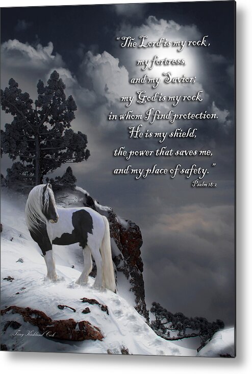 Horse Metal Print featuring the digital art The Rock with verse by Terry Kirkland Cook