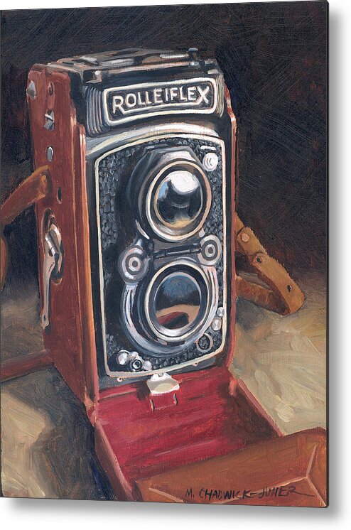 Antique Metal Print featuring the painting The Rolleiflex by Marguerite Chadwick-Juner