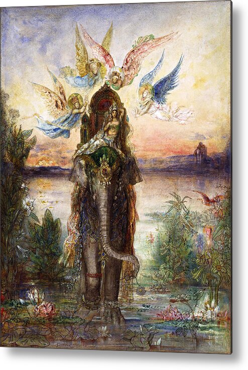 Gustave Moreau Metal Print featuring the painting The Sacred Elephant by Gustave Moreau
