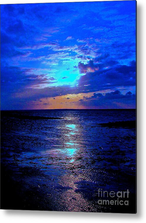 Ocean Metal Print featuring the photograph The Stream of Night by Q's House of Art ArtandFinePhotography
