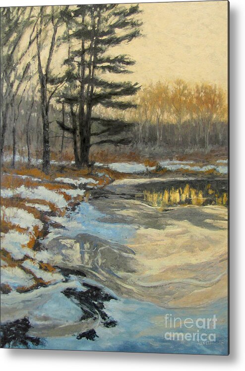 Winter Metal Print featuring the painting The Thawing Pond - Hudson Valley by Gregory Arnett