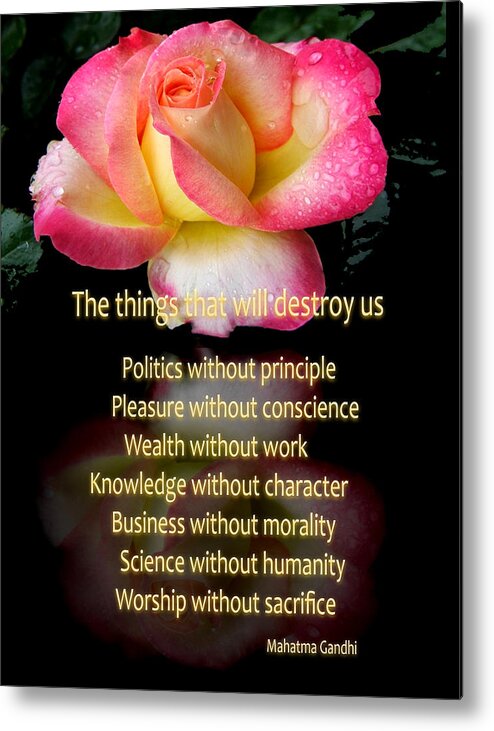Quote Metal Print featuring the photograph The things that will destroy us by George Bostian