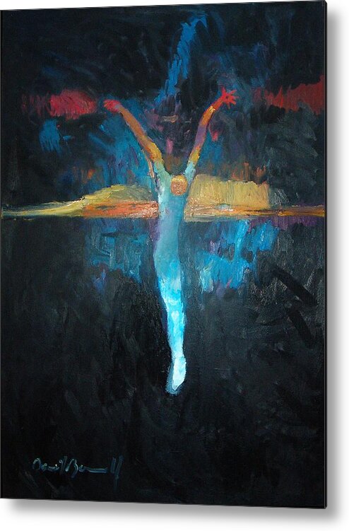 Crucifixion Metal Print featuring the painting The Upside Down Sunset by Daniel Bonnell