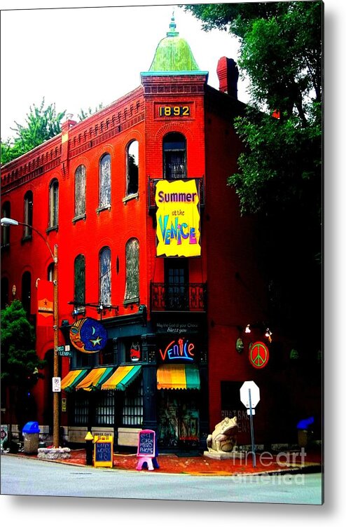  Metal Print featuring the photograph The Venice Cafe' Edited by Kelly Awad