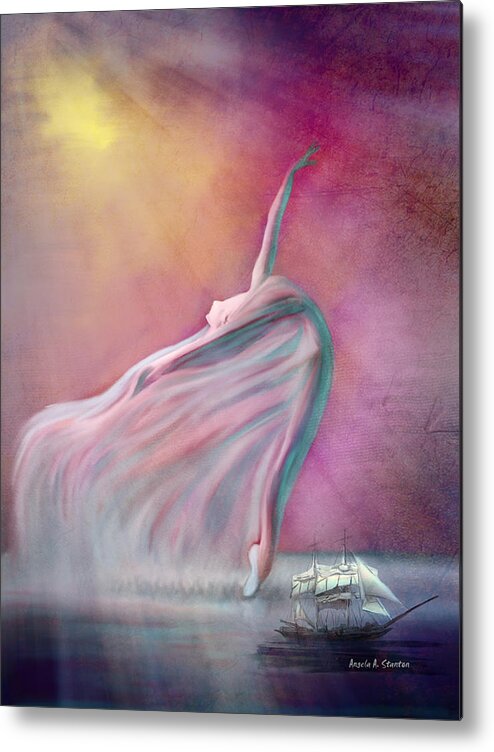Wind Metal Print featuring the painting The Wind Fairy by Angela Stanton