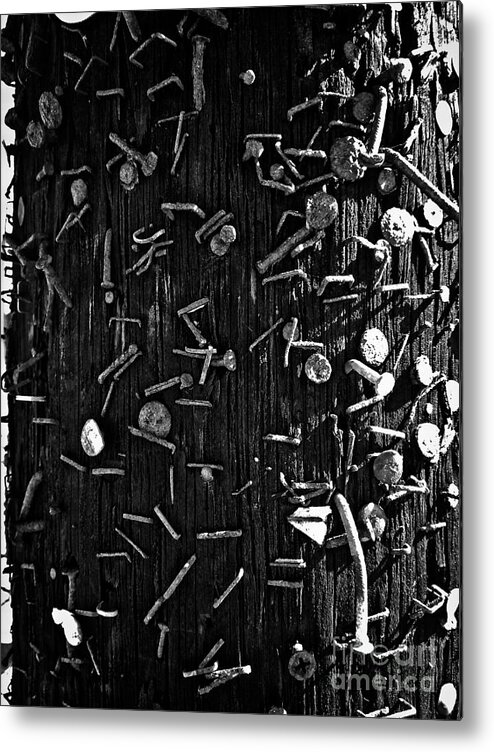 Abstract Metal Print featuring the photograph The Wounded Telephone Pole No. 6 by Fei A