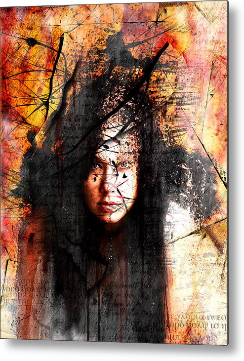 Girl Face Metal Print featuring the digital art Thy Sins Like Scarlet by Gary Bodnar