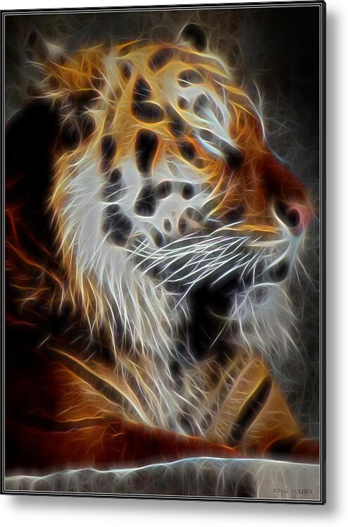 Tiger Metal Print featuring the painting Tiger At Rest by Jon Volden