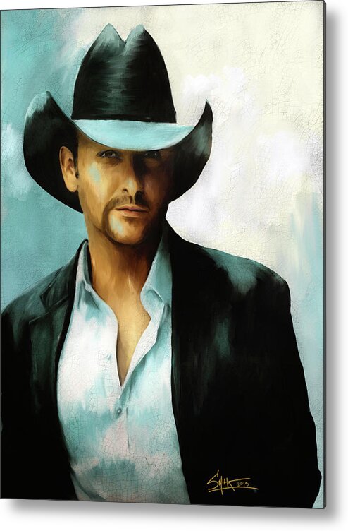 Tim Metal Print featuring the painting Tim McGraw by Rob Smith's
