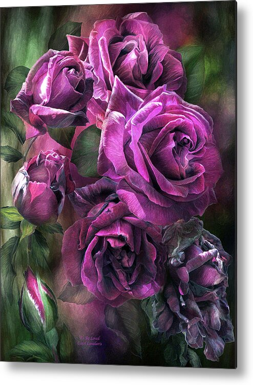 Rose Metal Print featuring the mixed media To Be Loved - Purple Rose by Carol Cavalaris