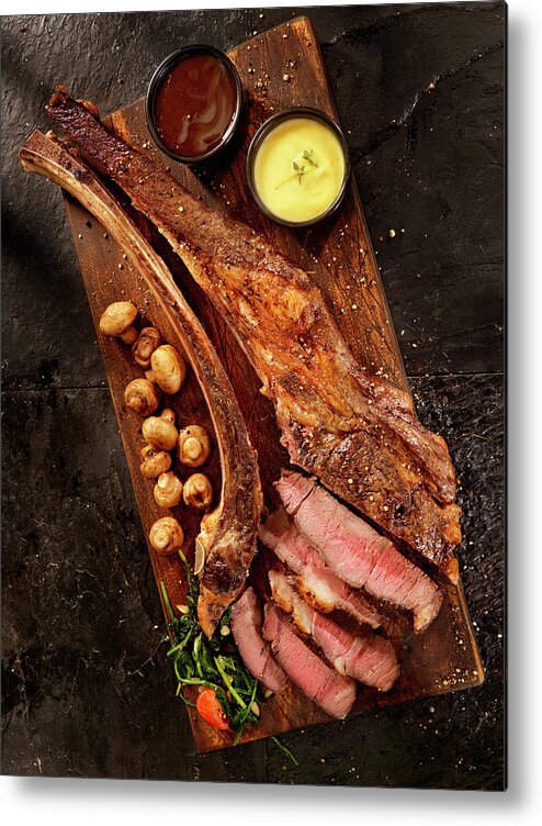 Edible Mushroom Metal Print featuring the photograph Tomahawk, The Ultimate Steak by Lauripatterson