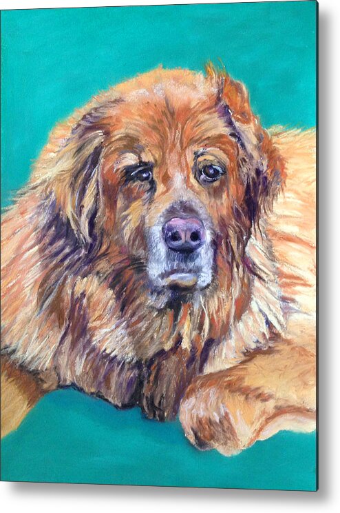 A Sweet Old Guy Metal Print featuring the pastel True Companion by Julie Maas