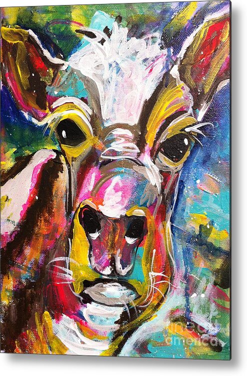 Cow Metal Print featuring the painting Tullulah by Kim Heil